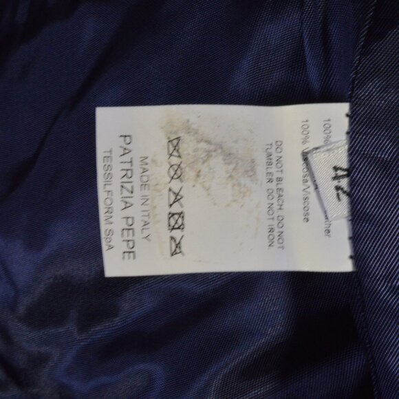 NWOT Patrizia Pepe Firenze Blue Leather Pants Size 42 - Picture 11 of 12